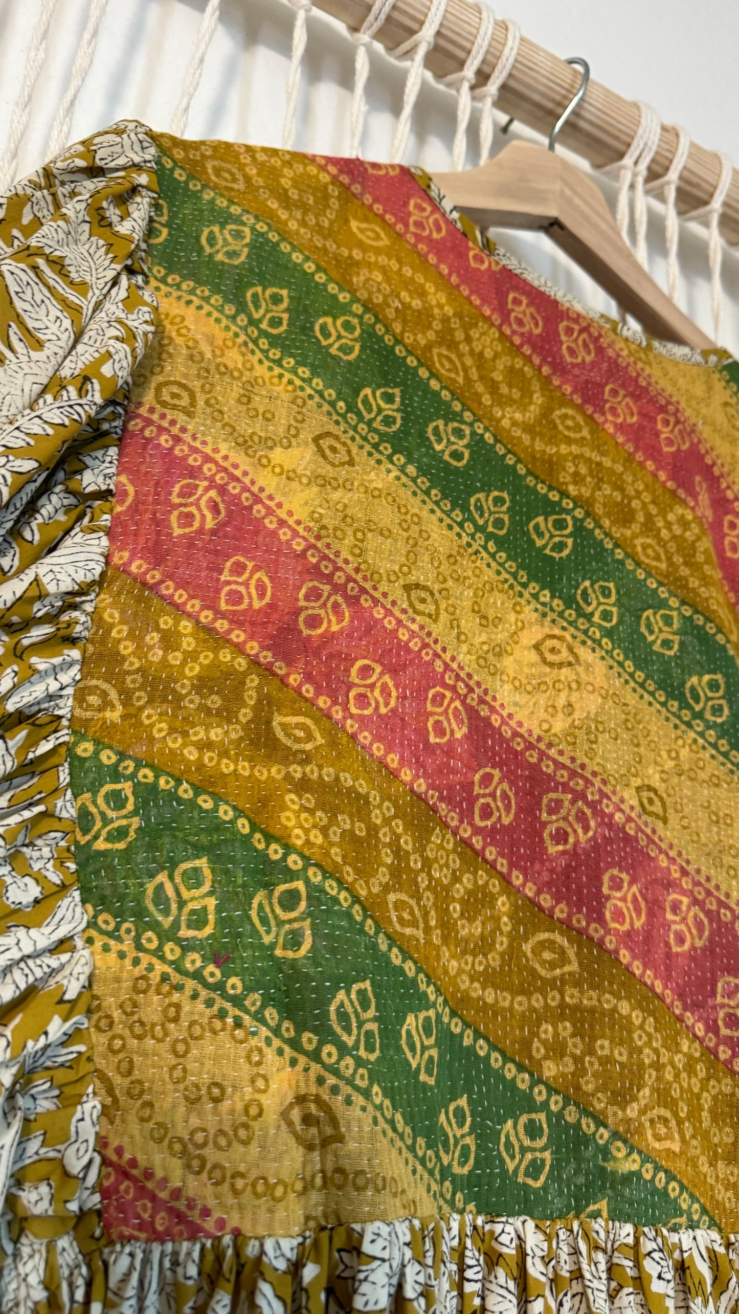 Kestrel Kantha Cotton Dress - Amber Honey 005