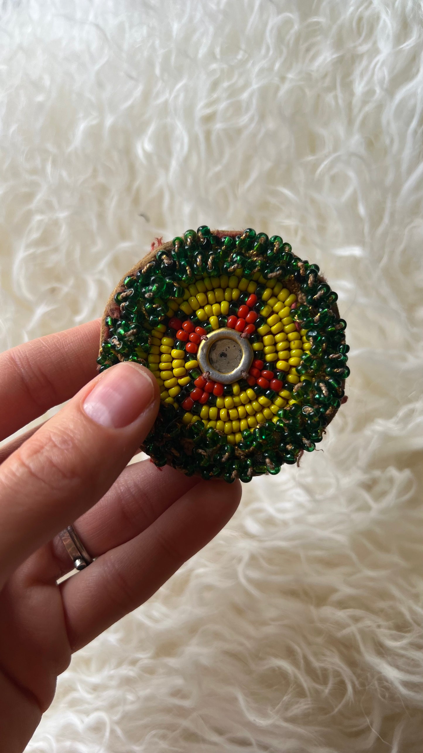 Vintage Beaded Afghani Brooch 042