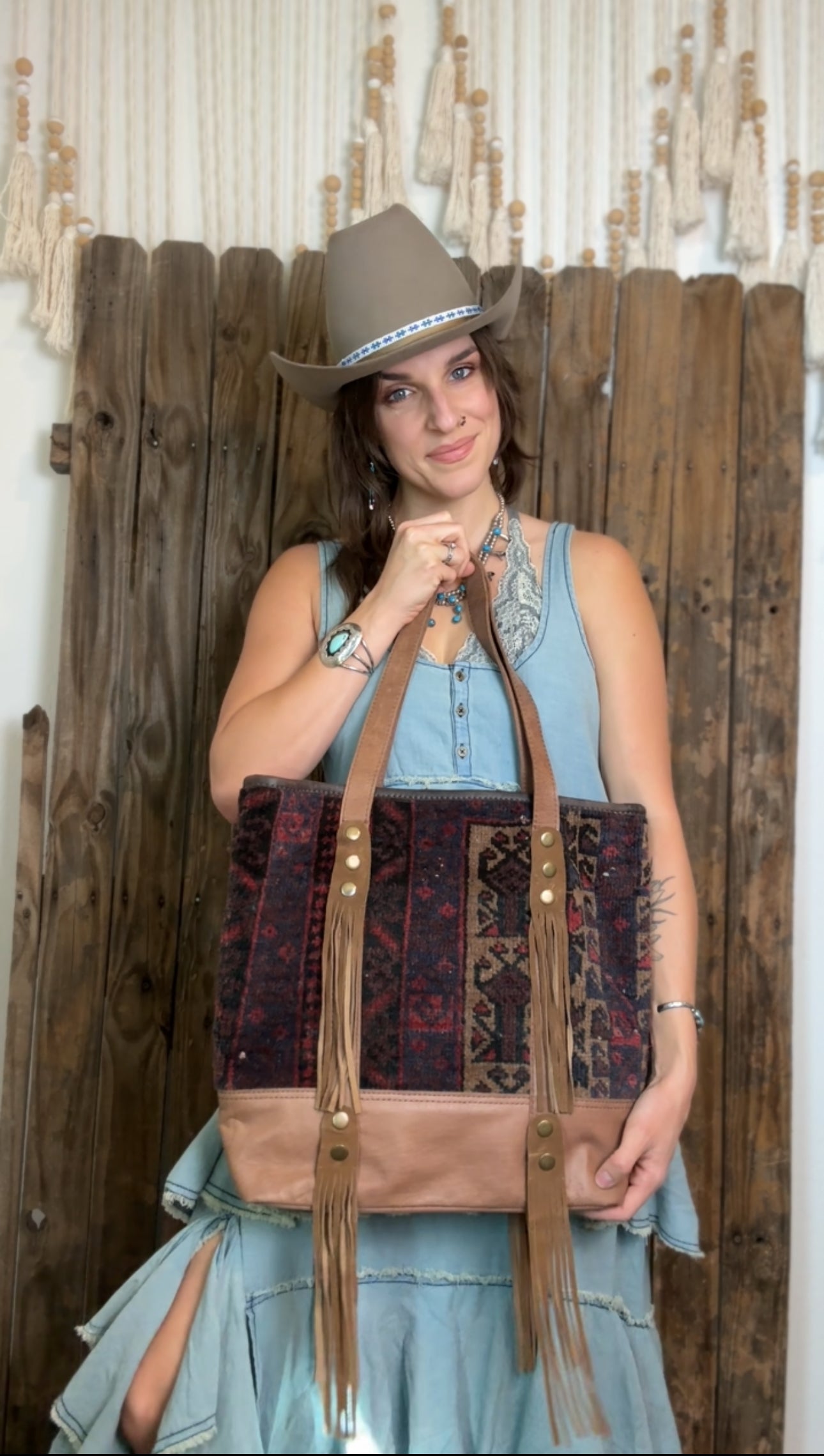 Artisan Leather Kilim Carpet Handbag 001