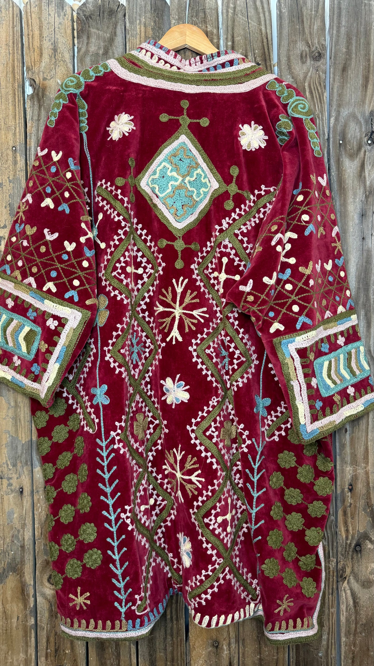 Velvet Embroidered Artisan Coat 001 (Red)