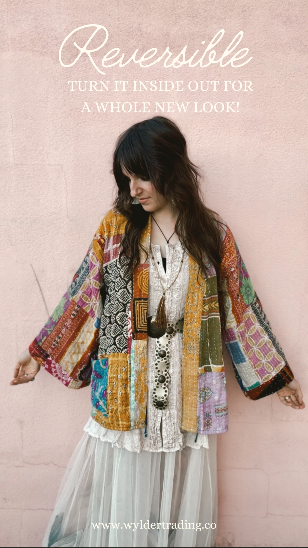 Spirit Weavers Reversible Kantha Kimono Coat 003