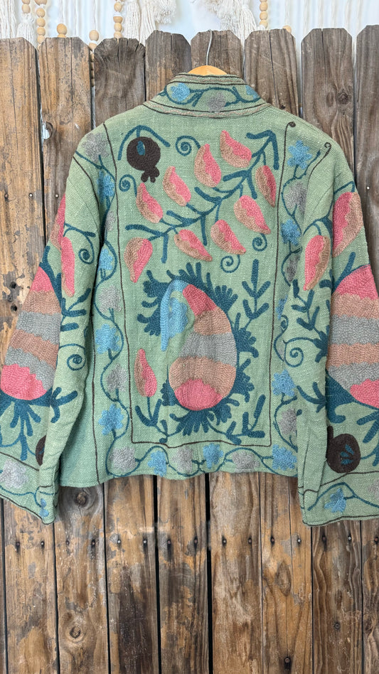 Embroidered Artisan Coat 001 (Olive)