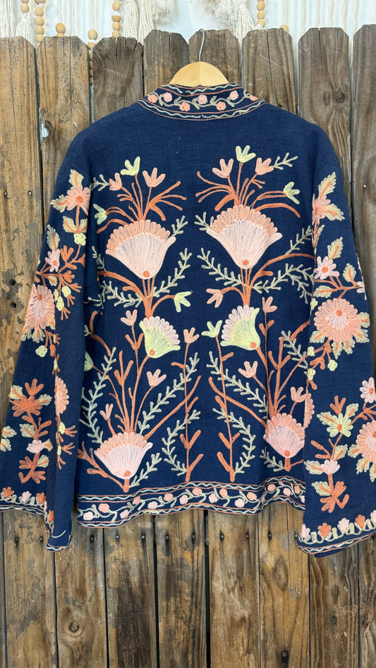 Embroidered Artisan Coat 009 (Navy)