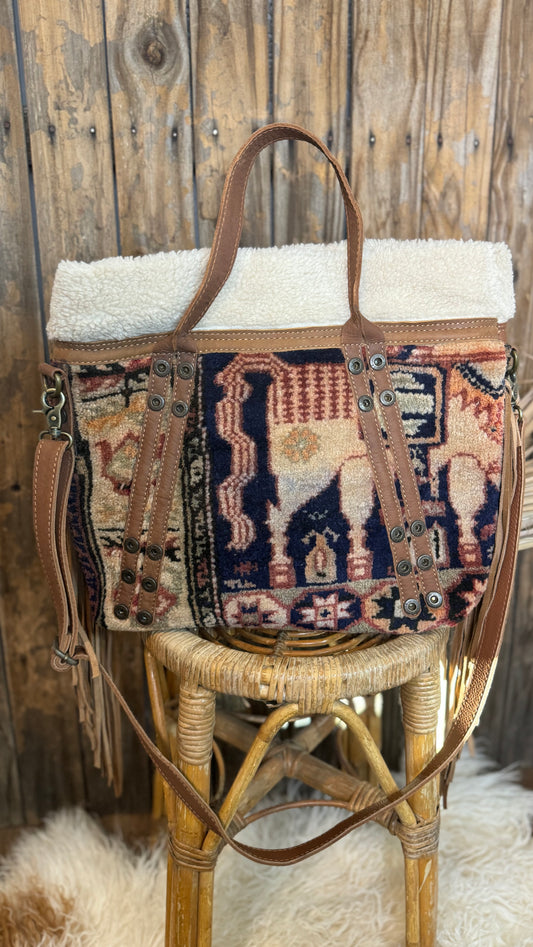 Artisan Leather Kilim Carpet Handbag 004