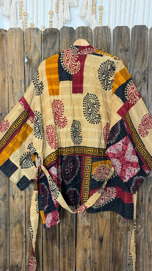 Kantha Reversible Kimono Coat - 036