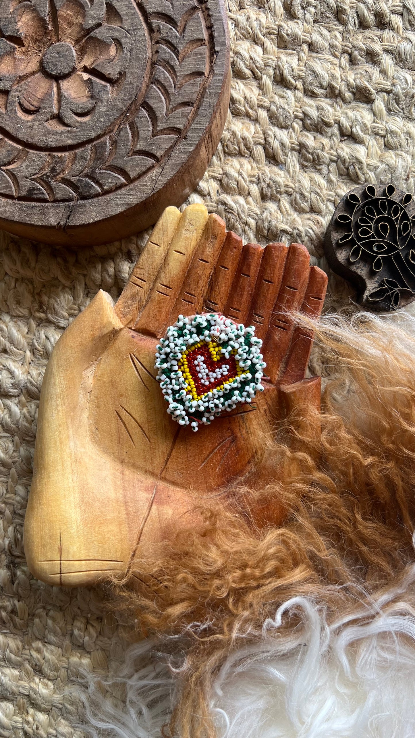 Vintage Beaded Afghani Brooch 035