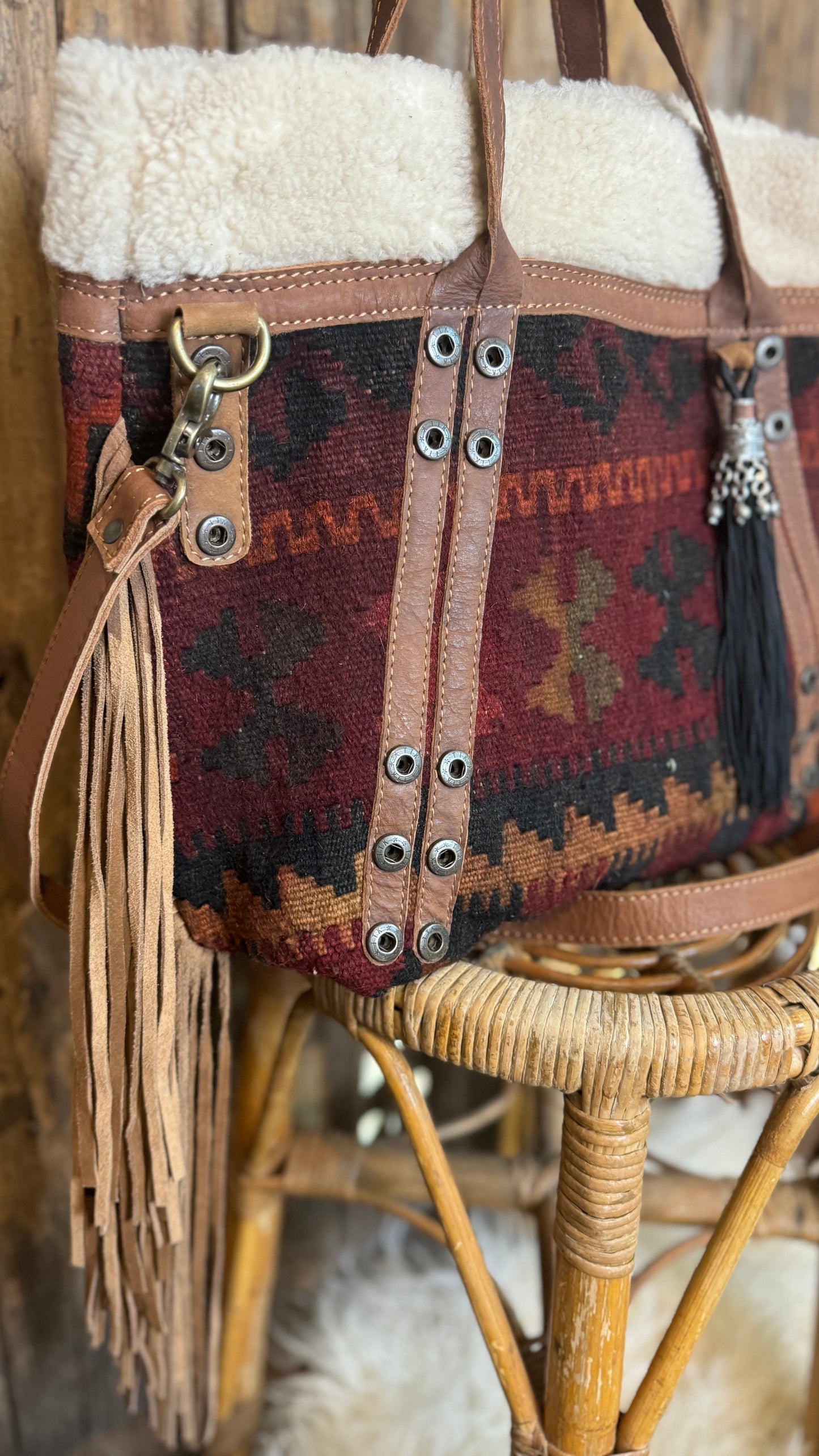 Artisan Leather Kilim Carpet Handbag 003