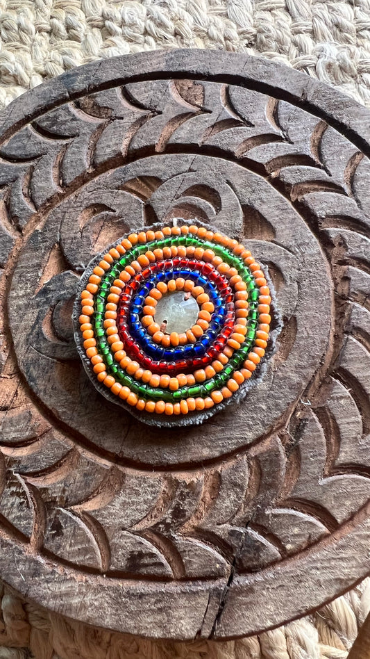 Vintage Beaded Afghani Brooch 027