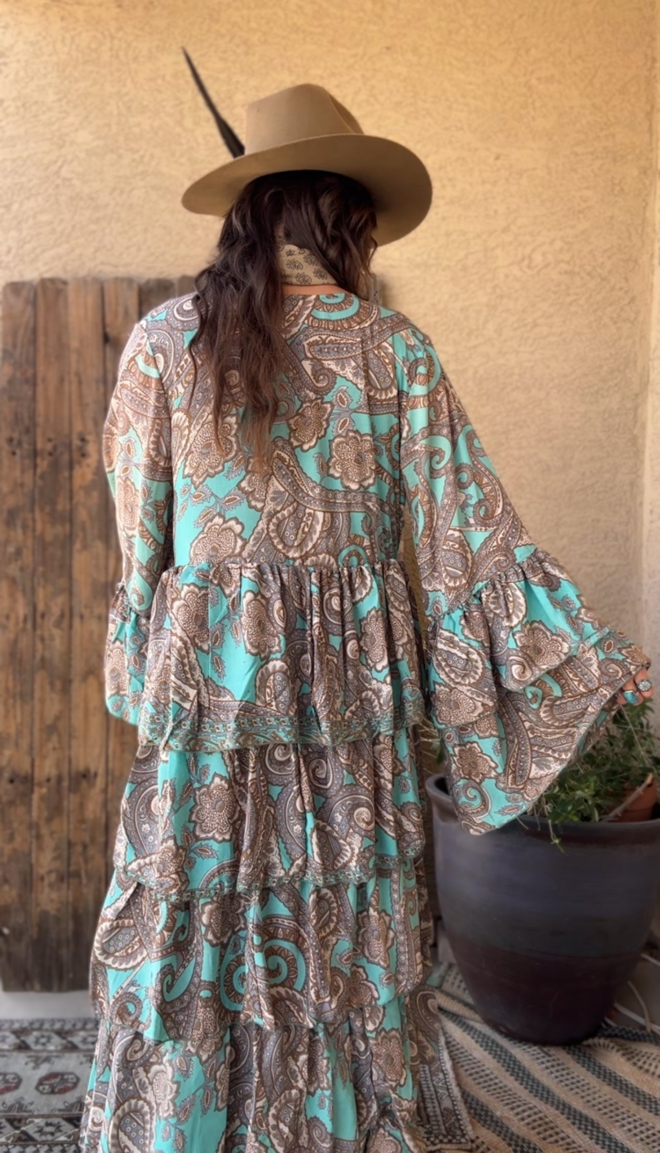 Silk Long Ruffle Kimono - 001