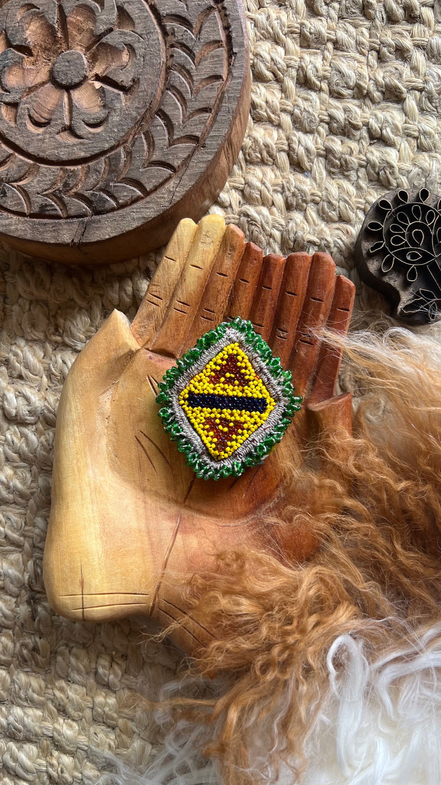 Vintage Beaded Afghani Brooch 049