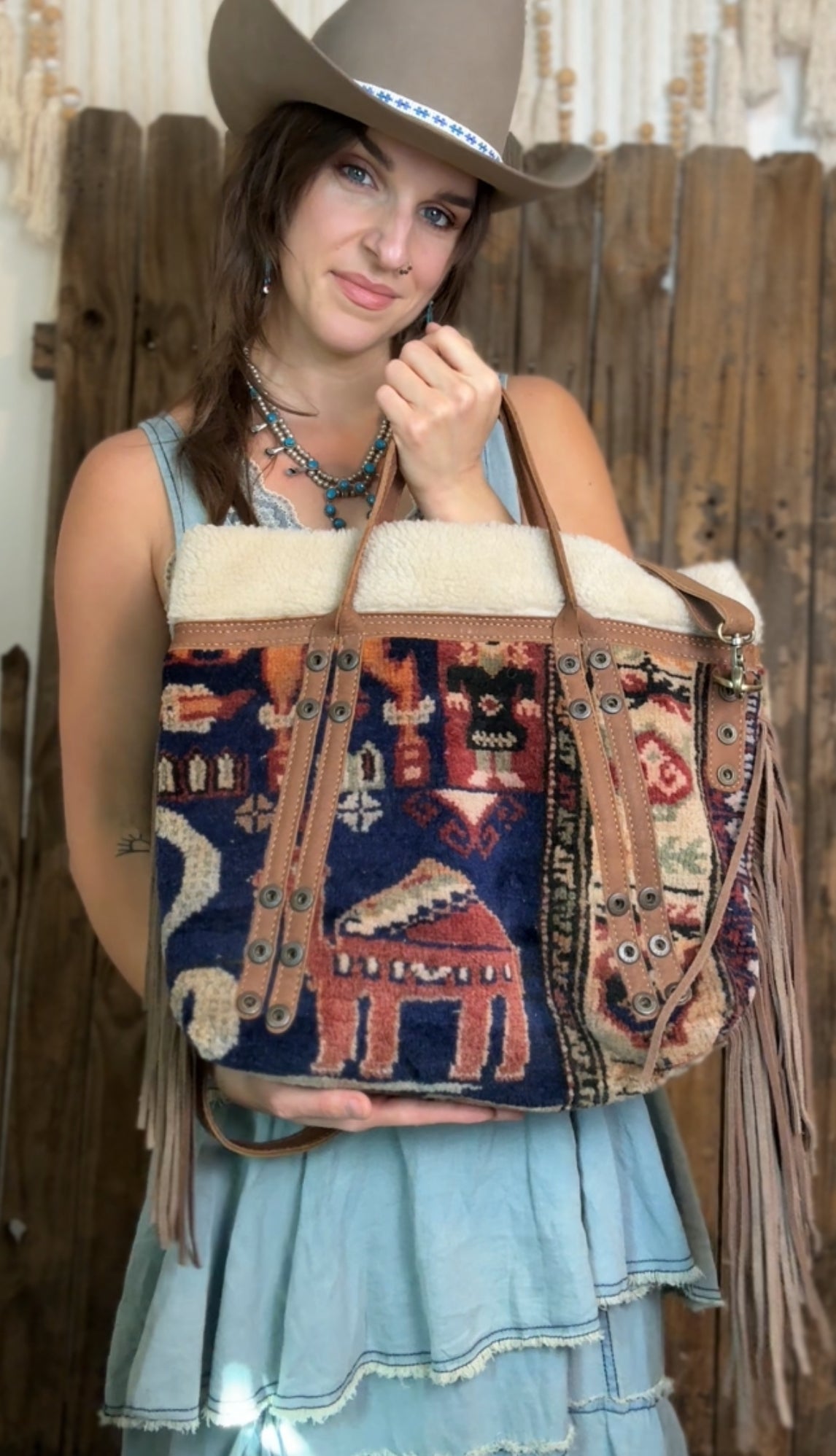 Artisan Leather Kilim Carpet Handbag 002