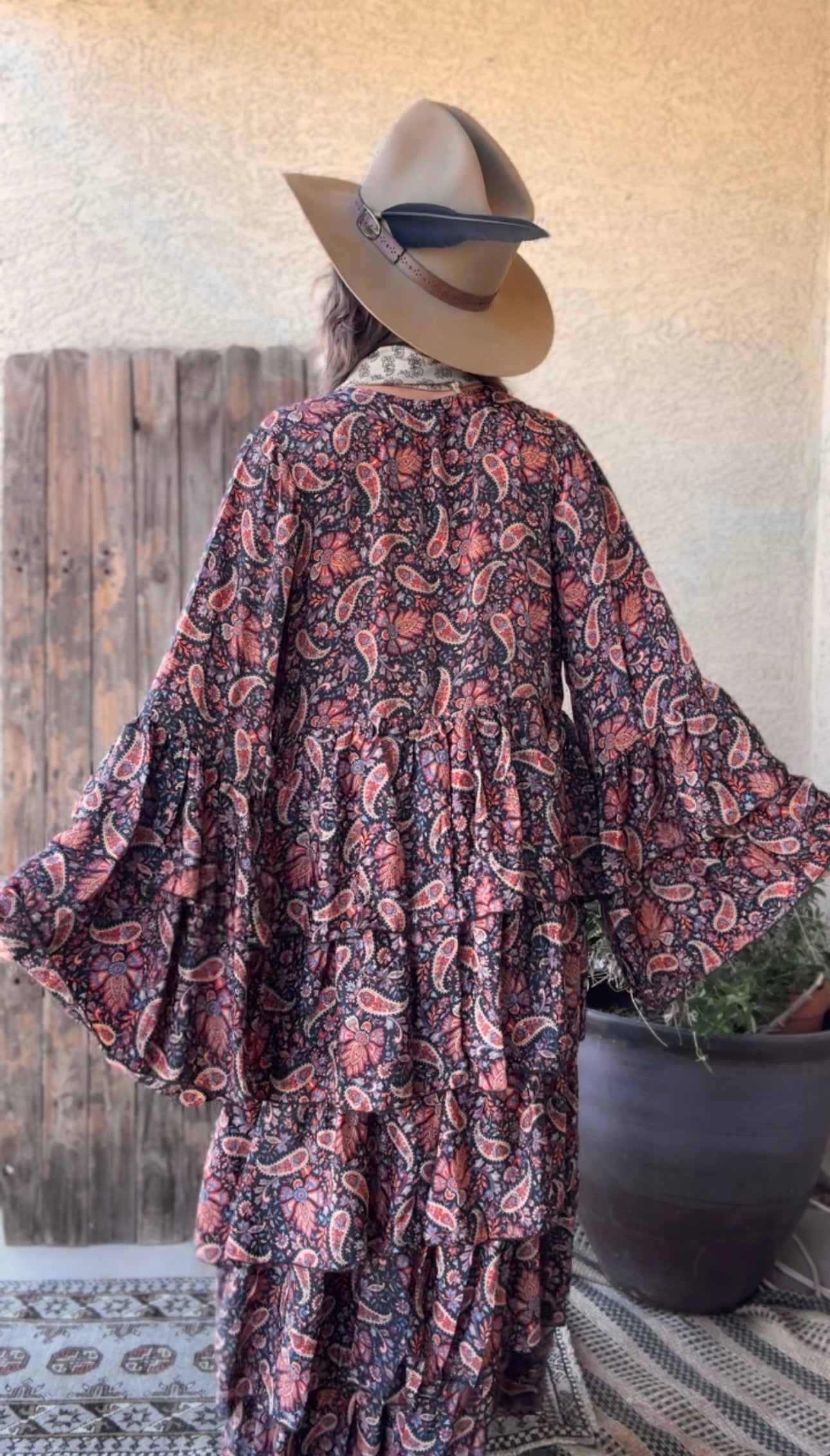 Silk Long Ruffle Kimono - 005