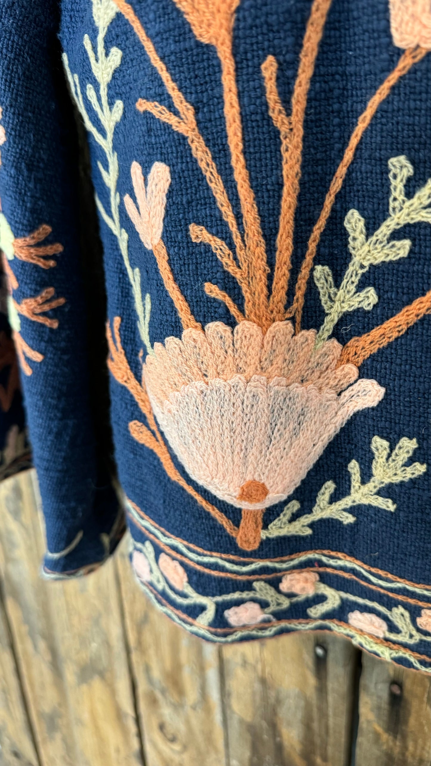 Embroidered Artisan Coat 009 (Navy)