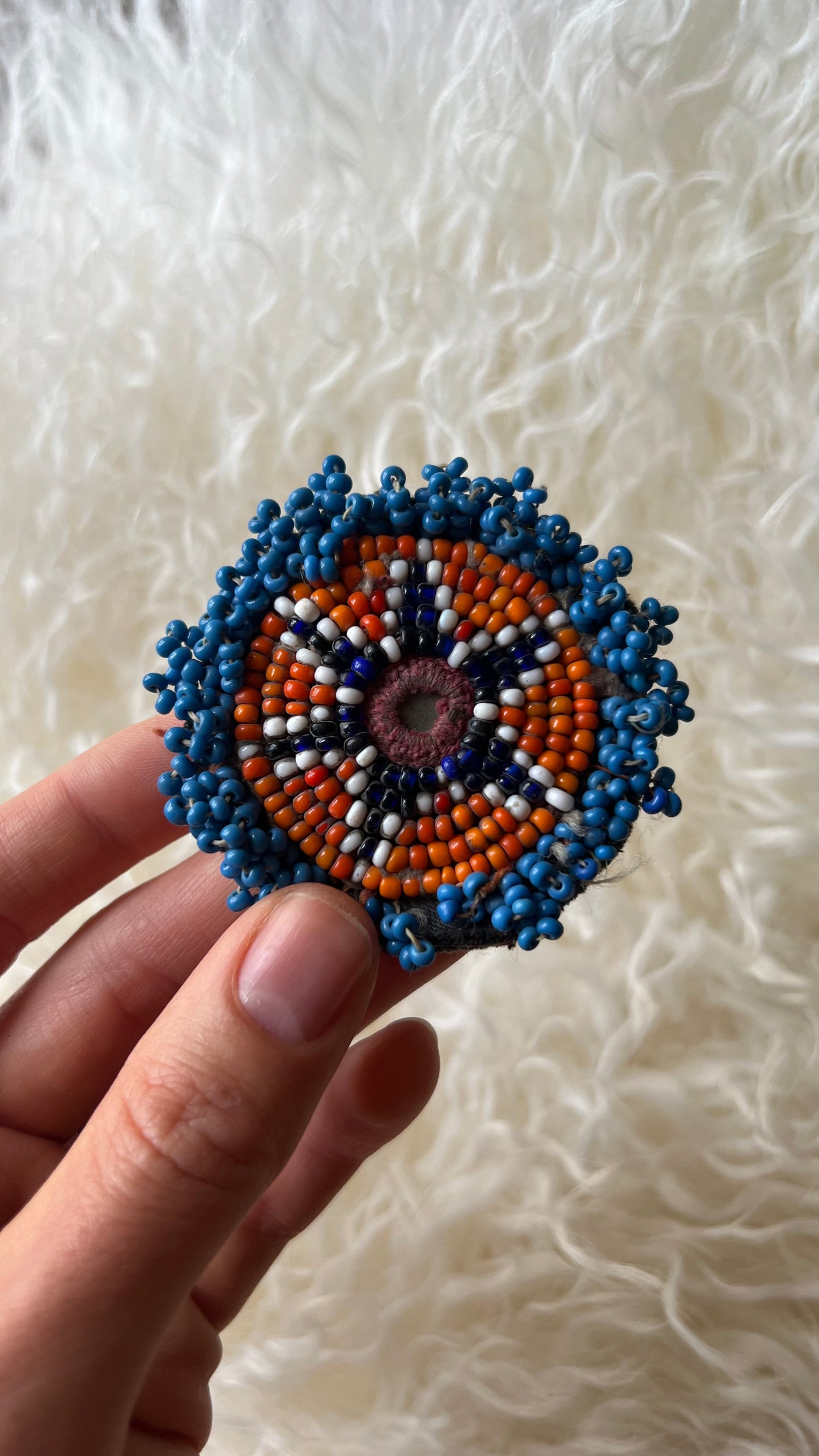 Vintage Beaded Afghani Brooch 040