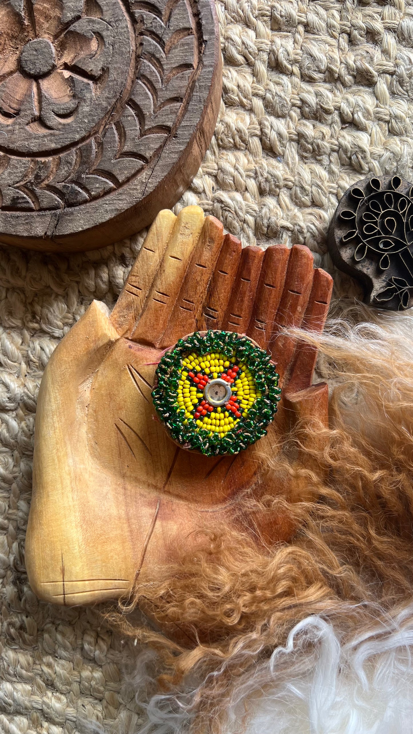 Vintage Beaded Afghani Brooch 042