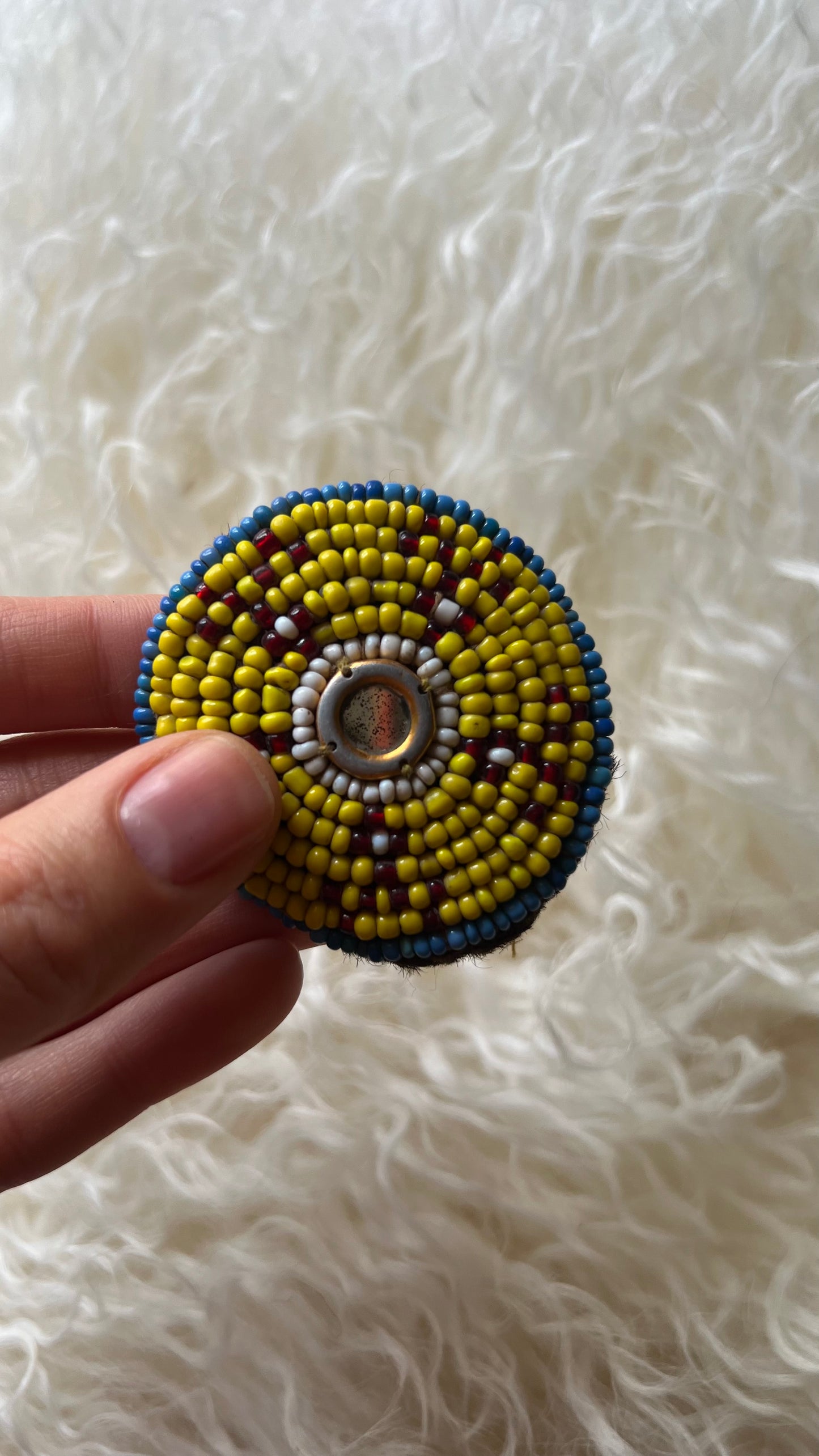 Vintage Beaded Afghani Brooch 026