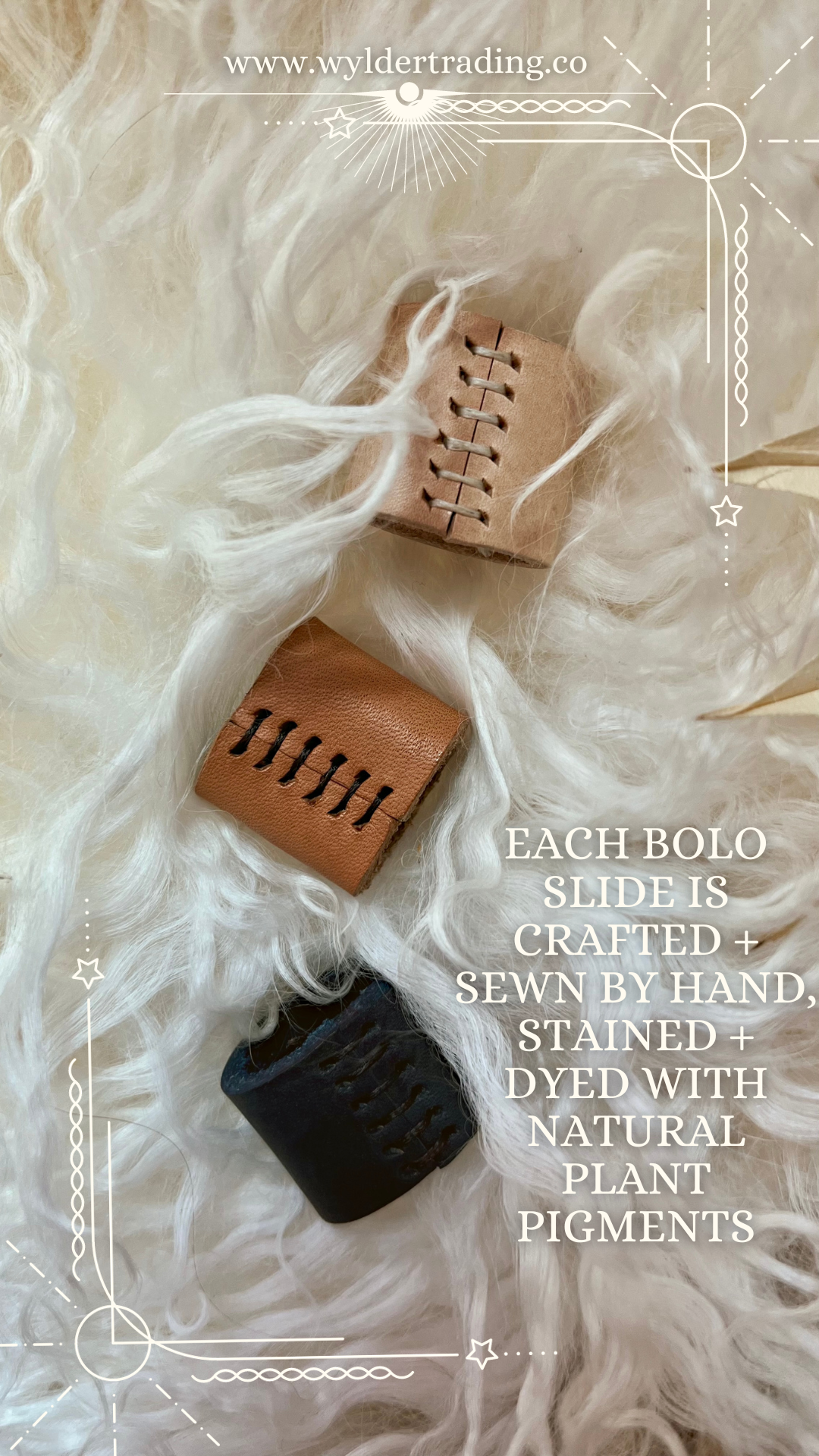 Tan Plant Dyed - Leather Bolo Slide