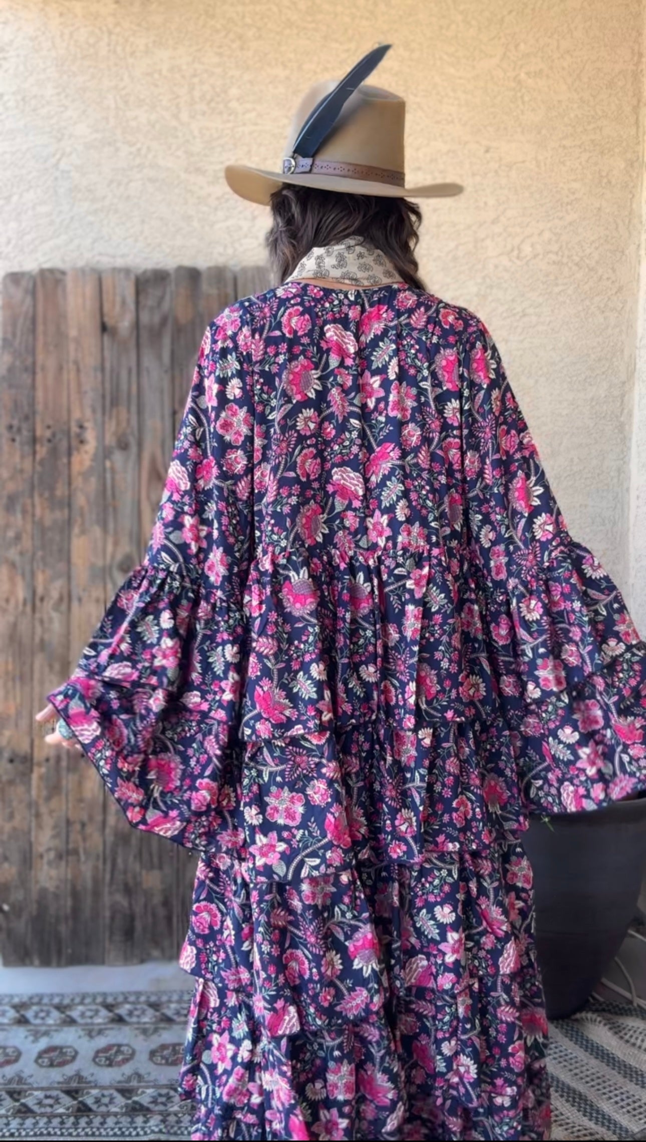 Silk Long Ruffle Kimono - 002