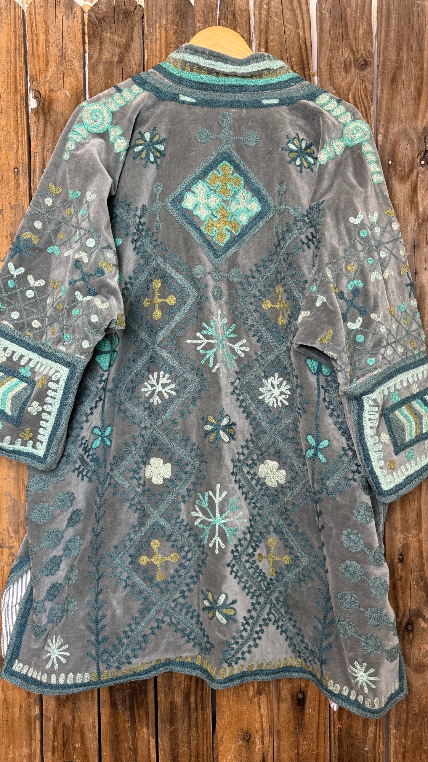 Velvet Embroidered Artisan Coat 001 (Blue)