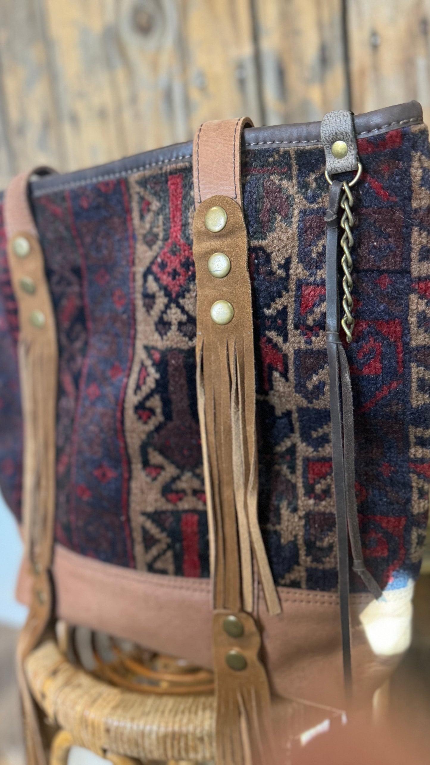 Artisan Leather Kilim Carpet Handbag 001