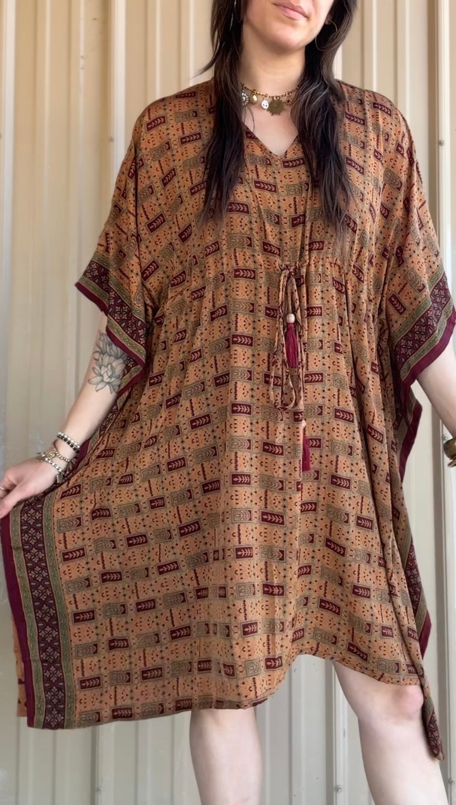 Midi Silk Kaftan Dress 004