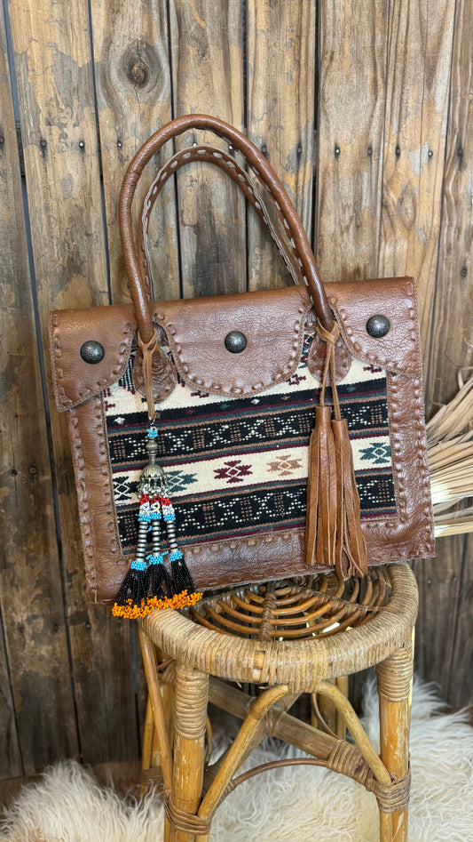 Artisan Leather Kilim Carpet Handbag 005