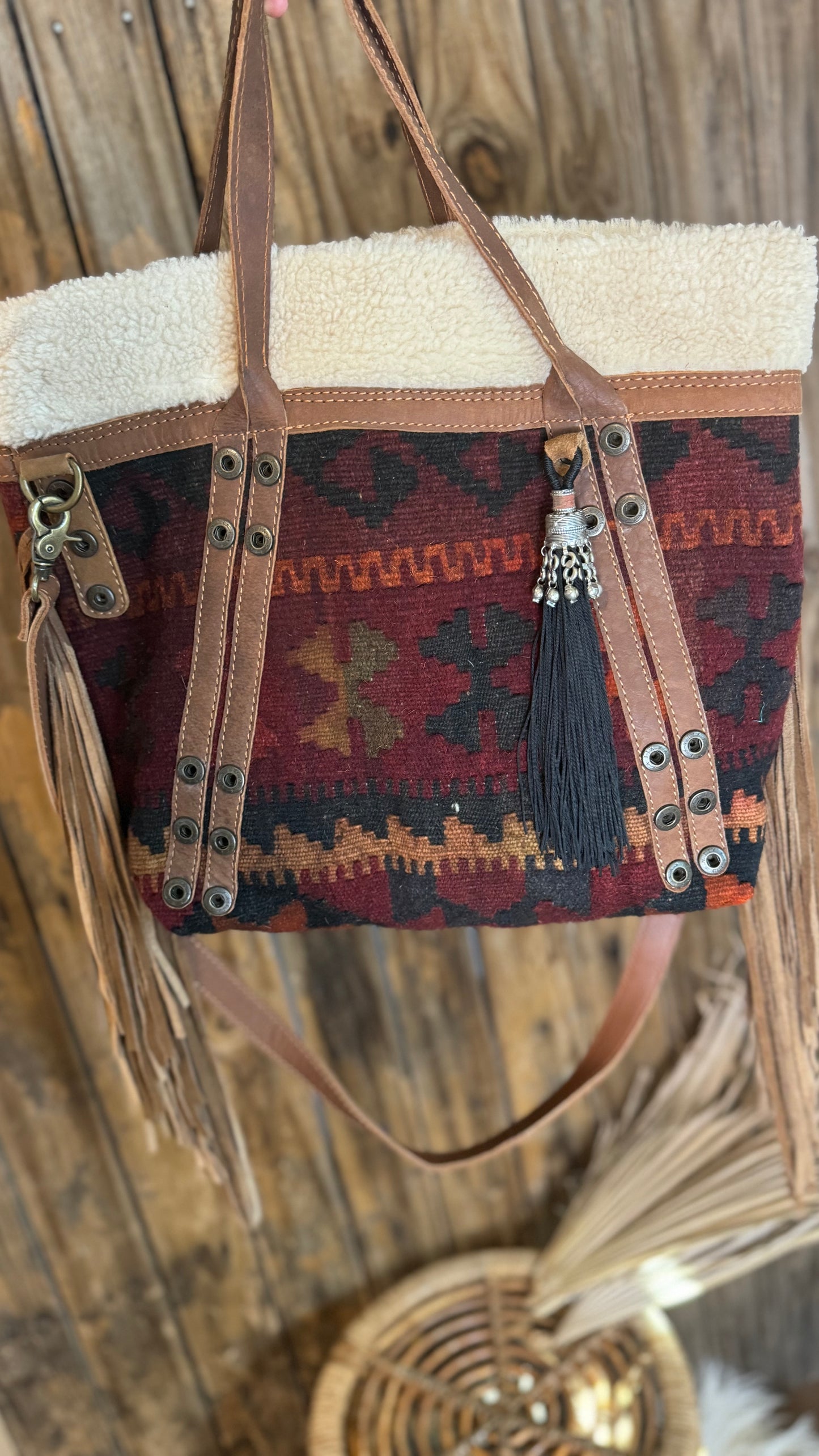 Artisan Leather Kilim Carpet Handbag 003