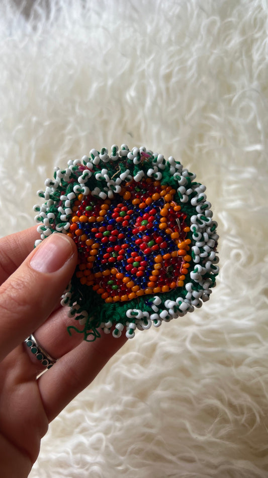 Vintage Beaded Afghani Brooch 047