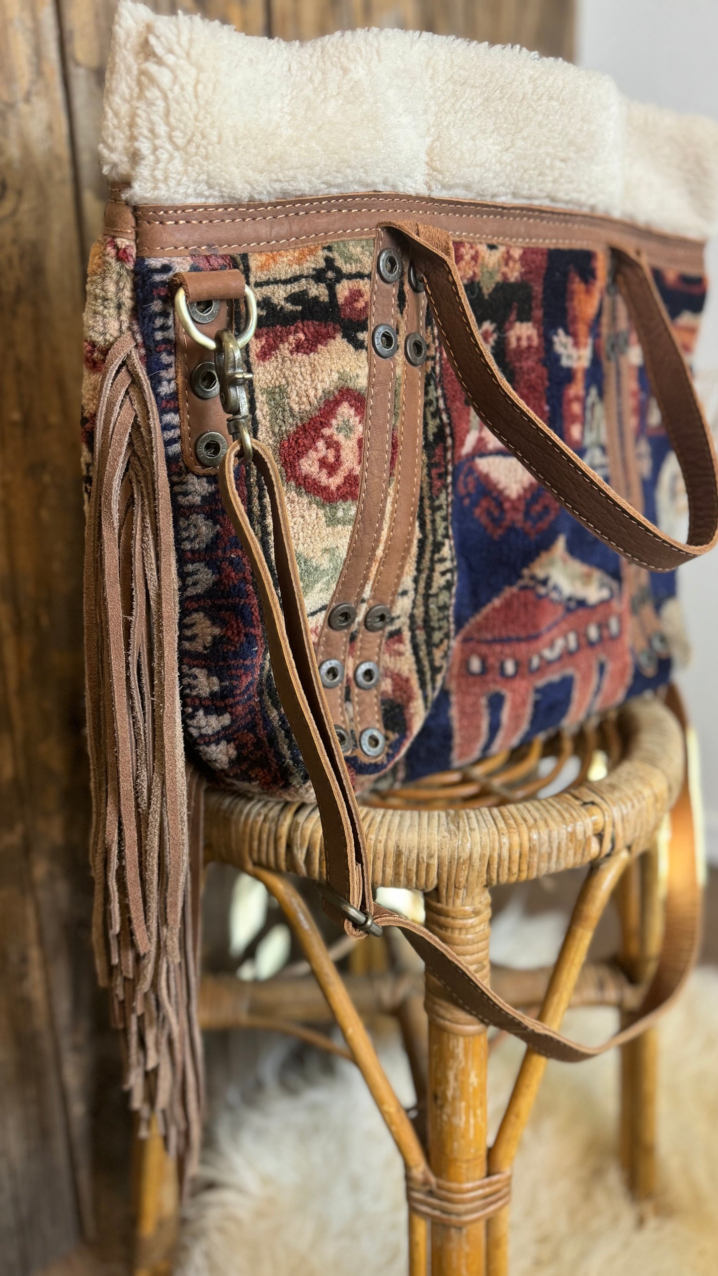 Artisan Leather Kilim Carpet Handbag 002