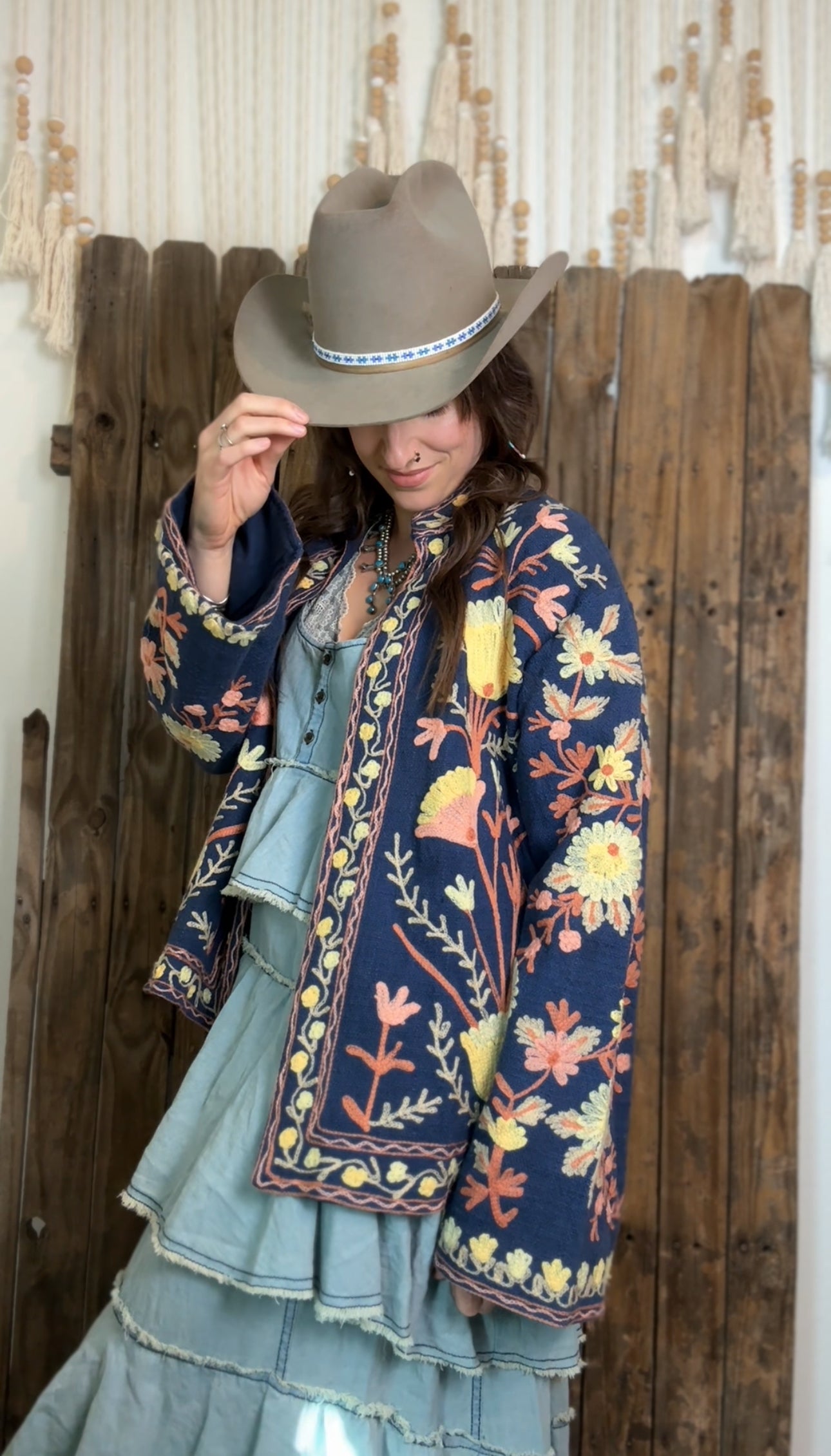 Embroidered Artisan Coat 008 (Navy)