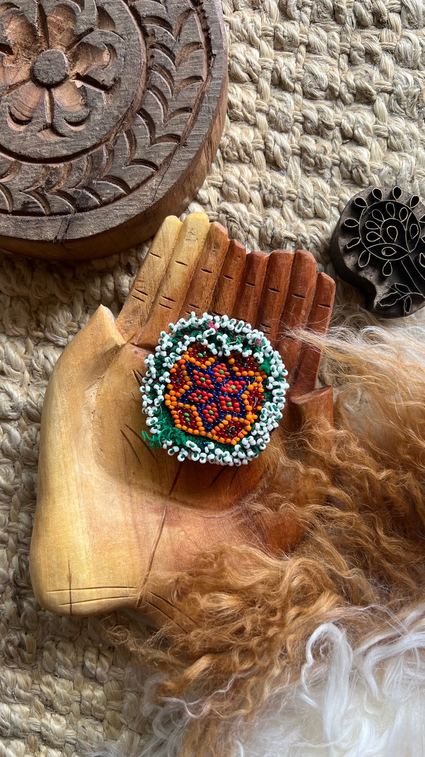 Vintage Beaded Afghani Brooch 047