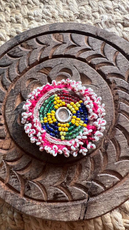 Vintage Beaded Afghani Brooch 036