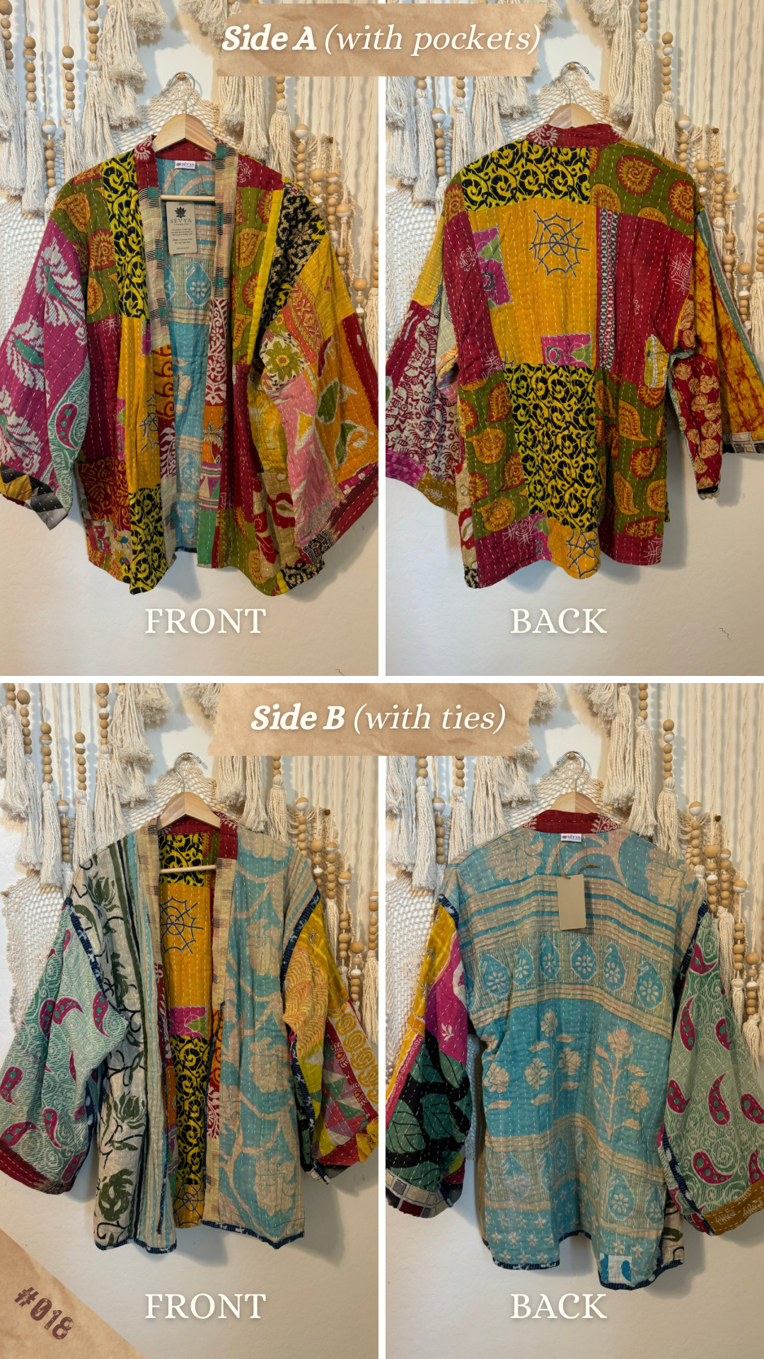 Spirit Weavers Reversible Kantha Kimono Coat 018