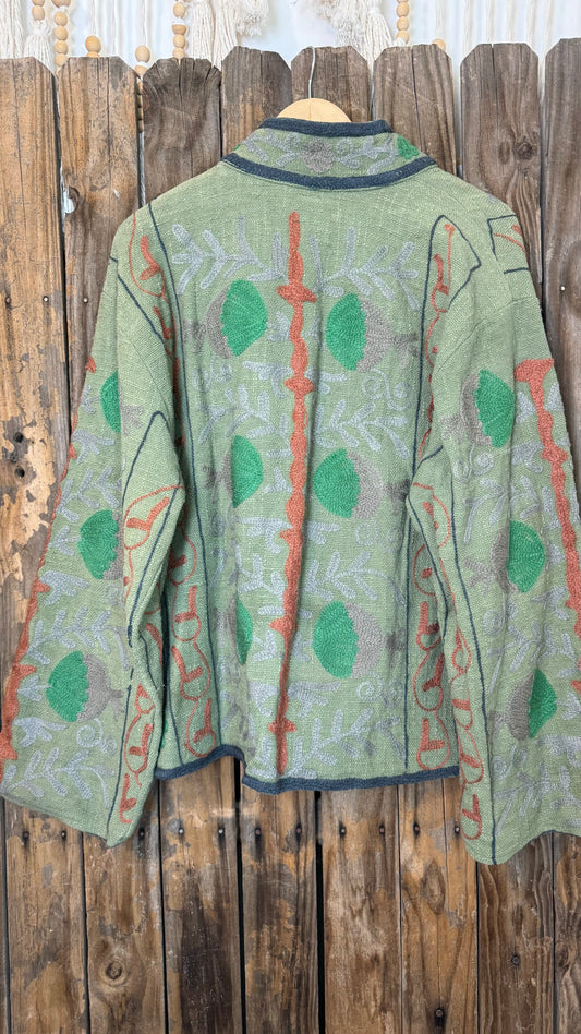 Embroidered Artisan Coat 002 (Olive)