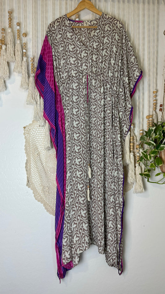 Sari Silk Kaftan Dress 043