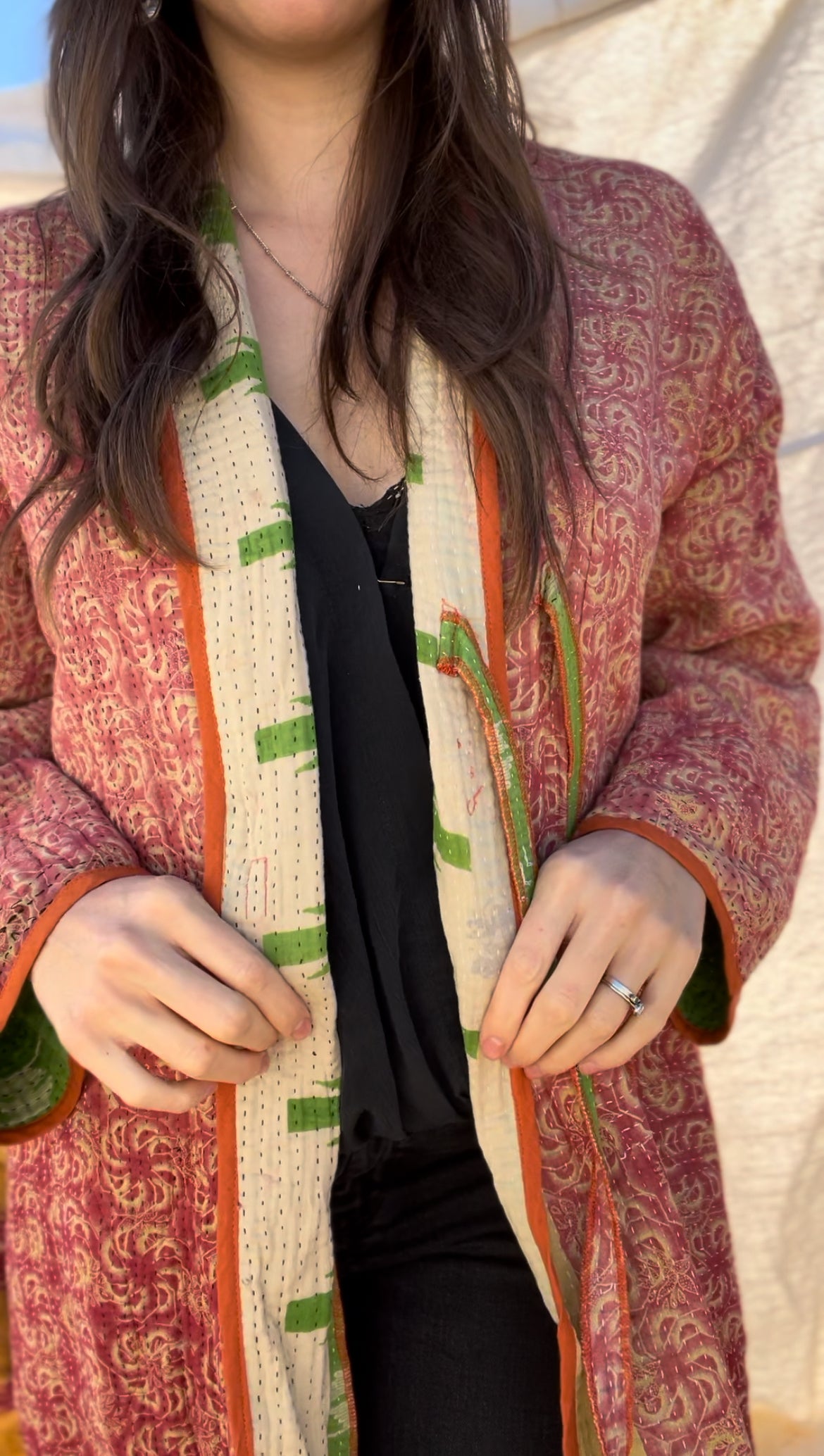 Artisan Kantha Reversible Coat 001