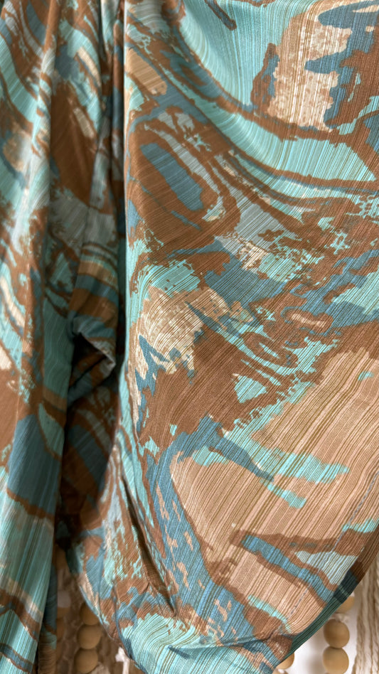 Sage Sari Silk Kimono (Long) 014