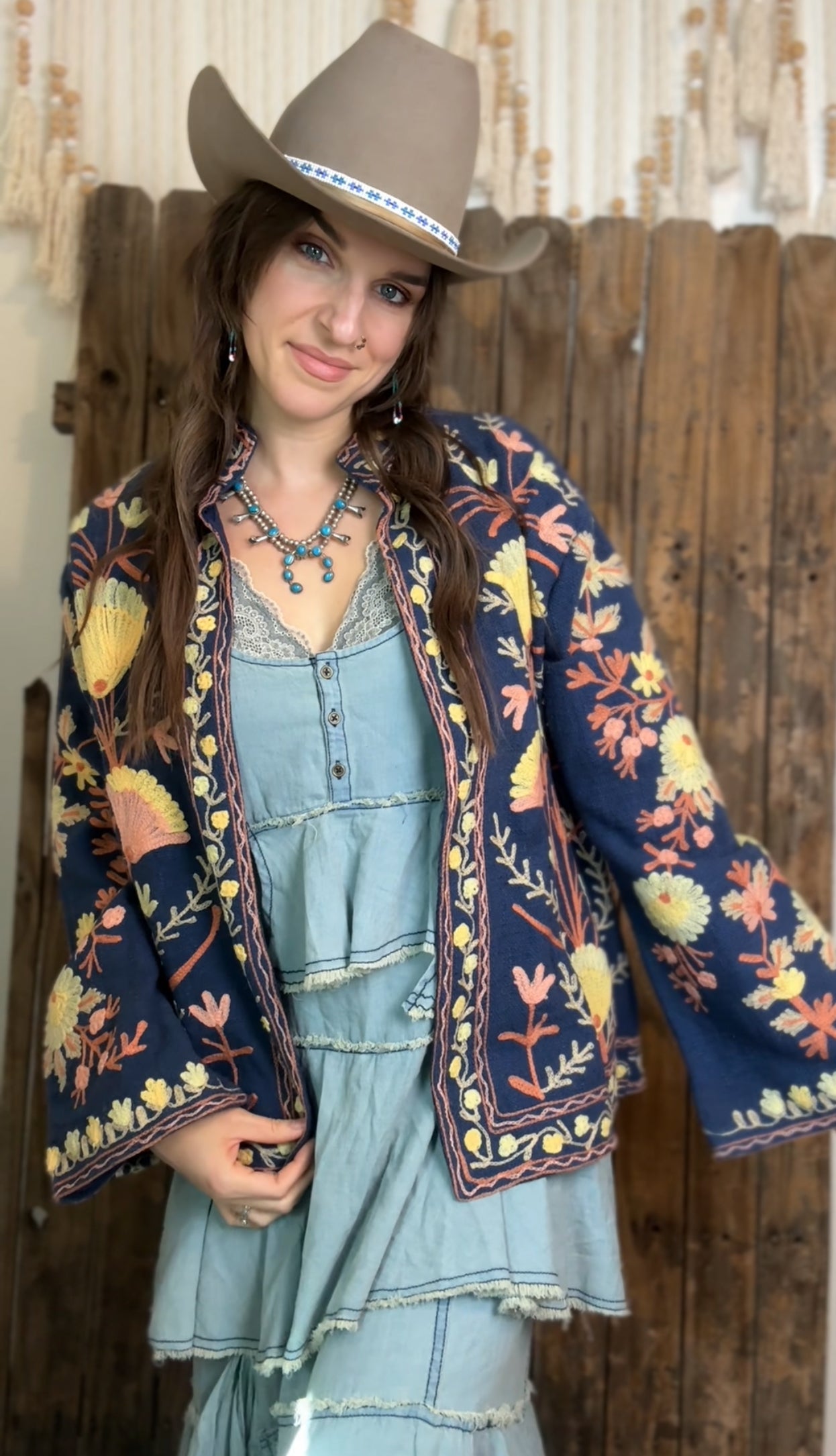 Embroidered Artisan Coat 008 (Navy)