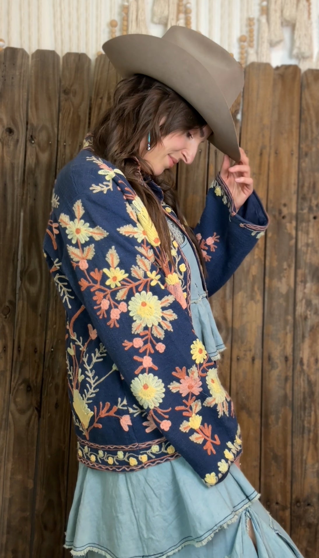 Embroidered Artisan Coat 009 (Navy)