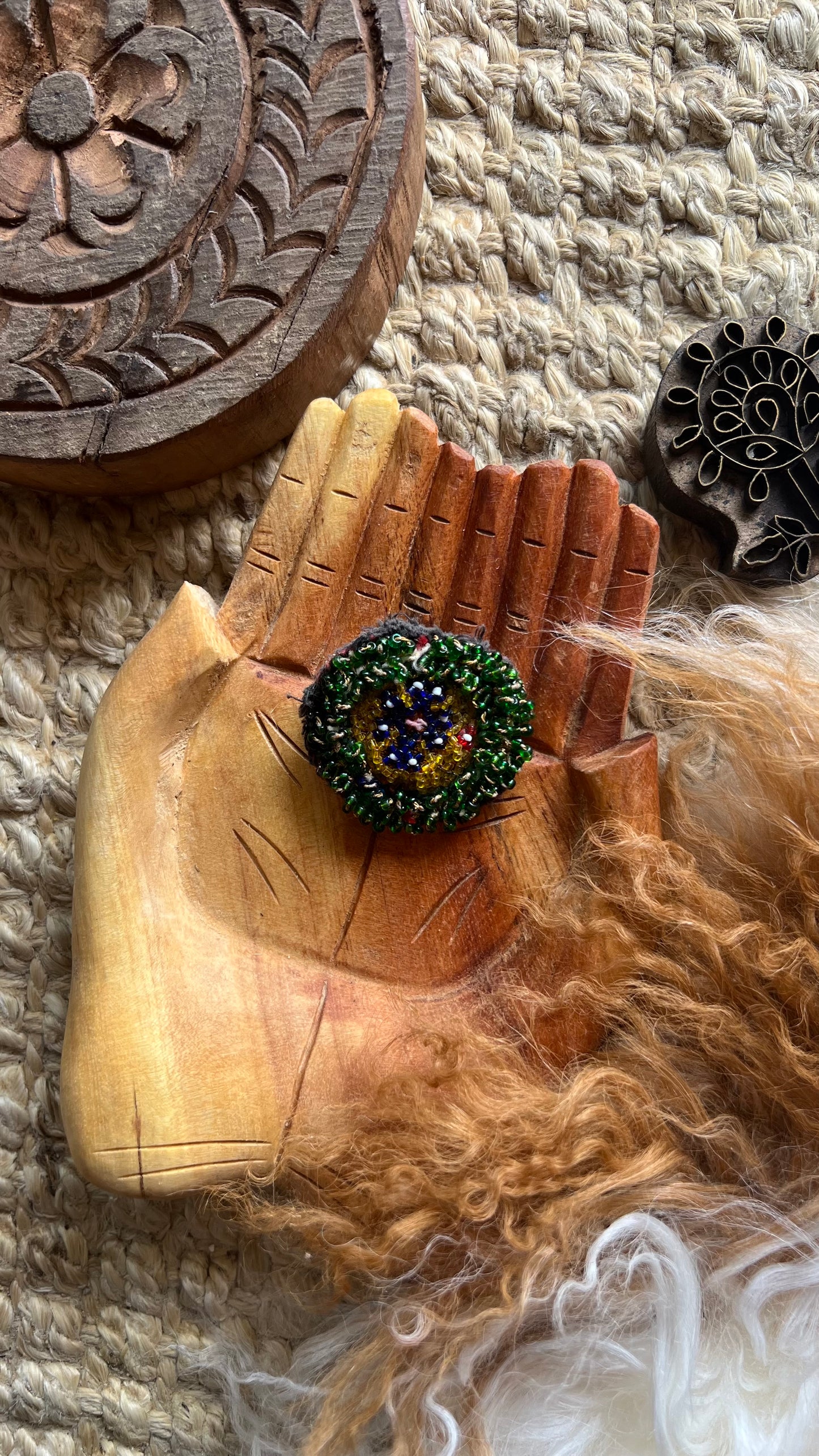 Vintage Beaded Afghani Brooch 032