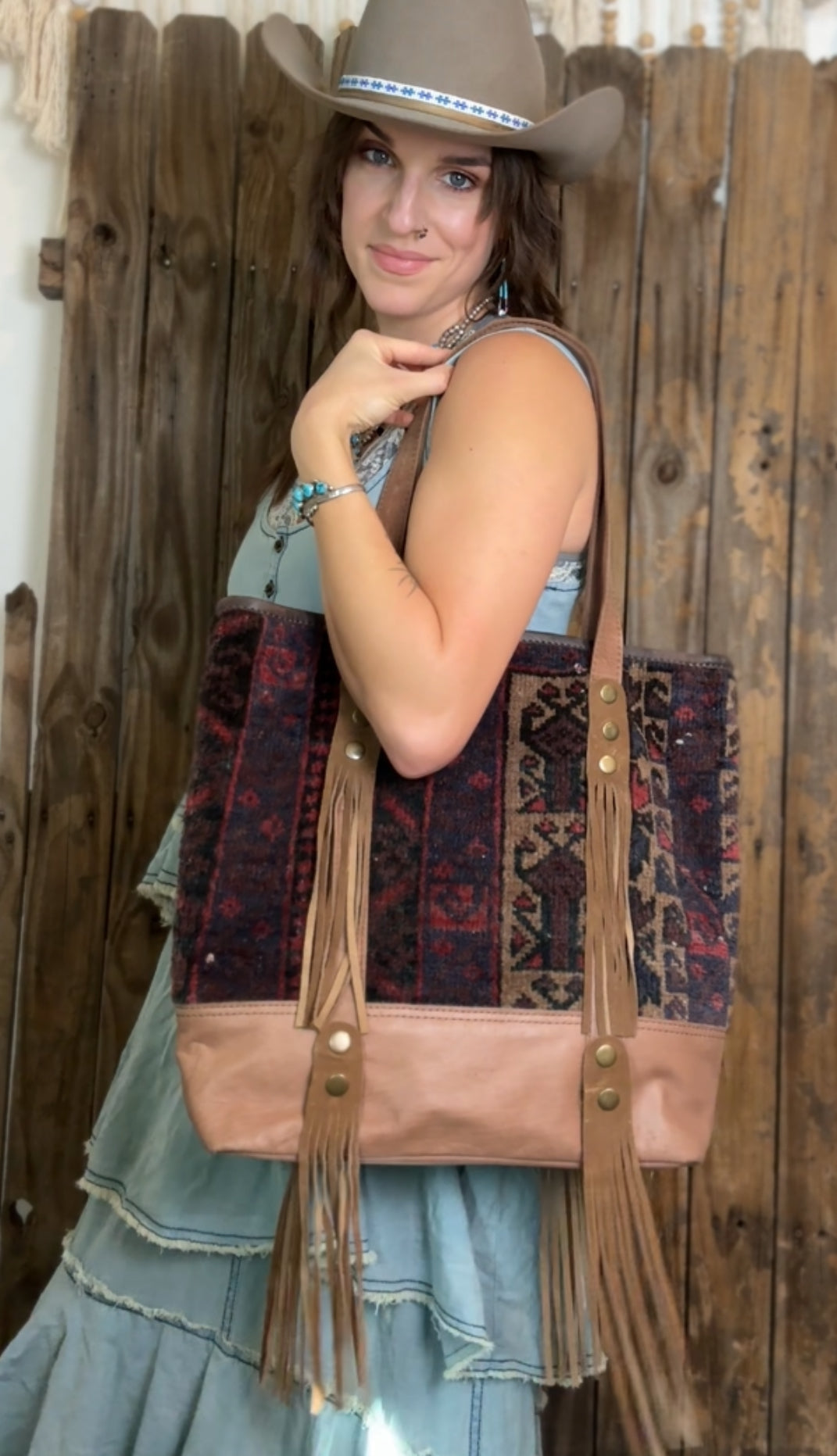 Artisan Leather Kilim Carpet Handbag 001