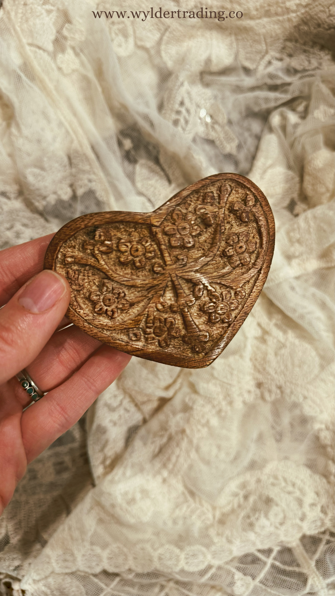 Large Hand Carved Heart Barrette + Bolo Slide