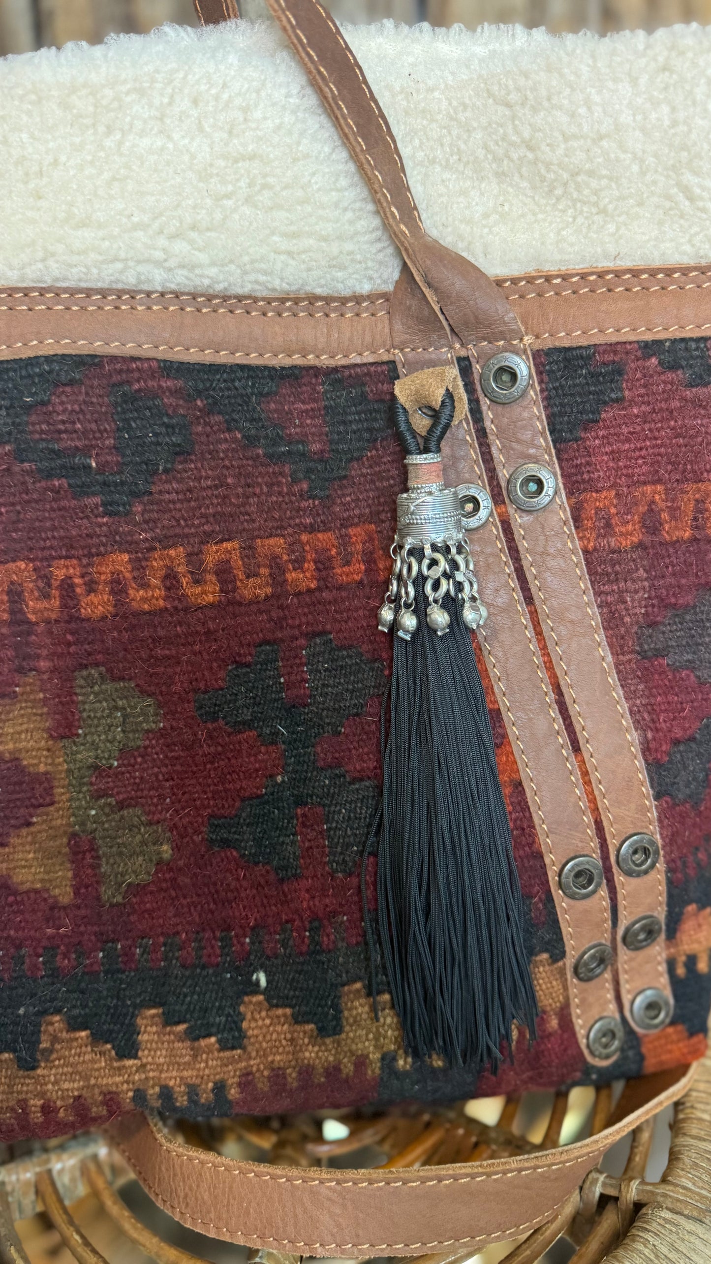 Artisan Leather Kilim Carpet Handbag 003