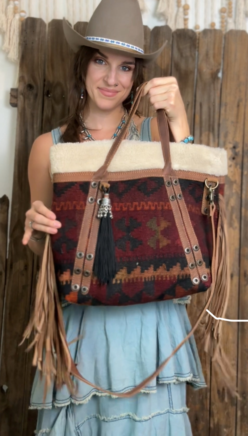 Artisan Leather Kilim Carpet Handbag 003