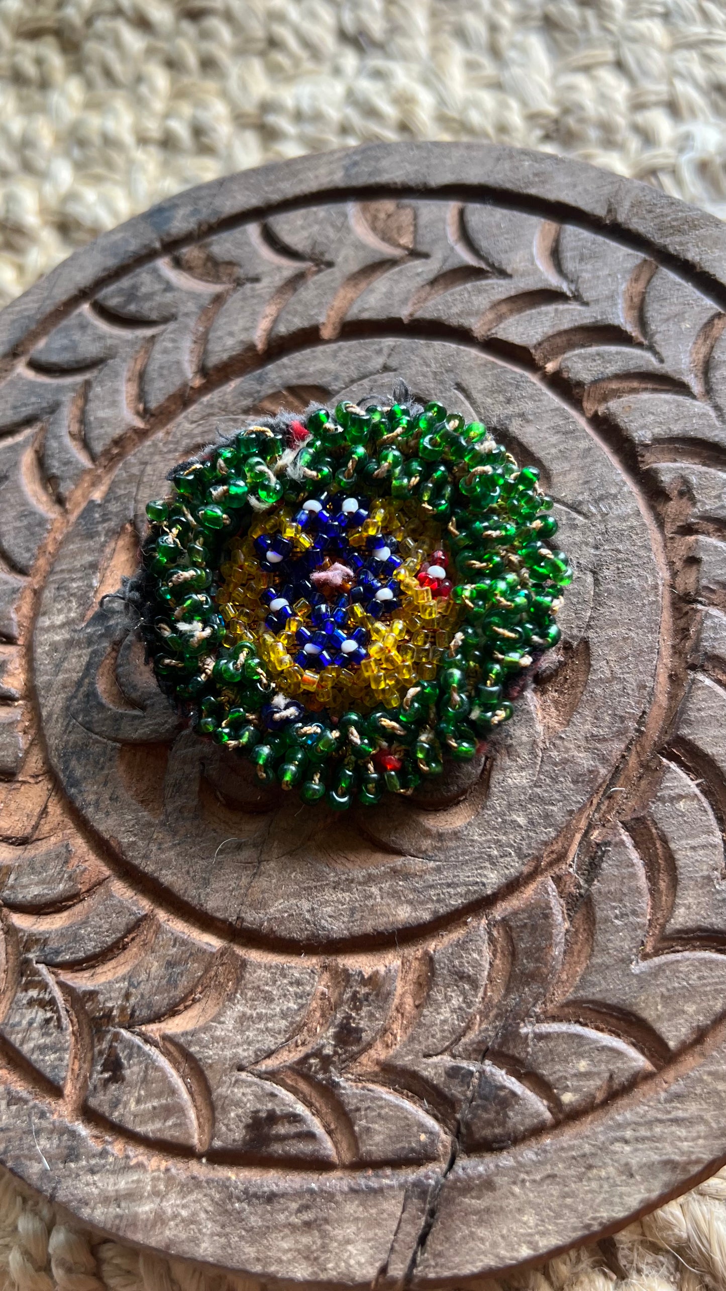 Vintage Beaded Afghani Brooch 032