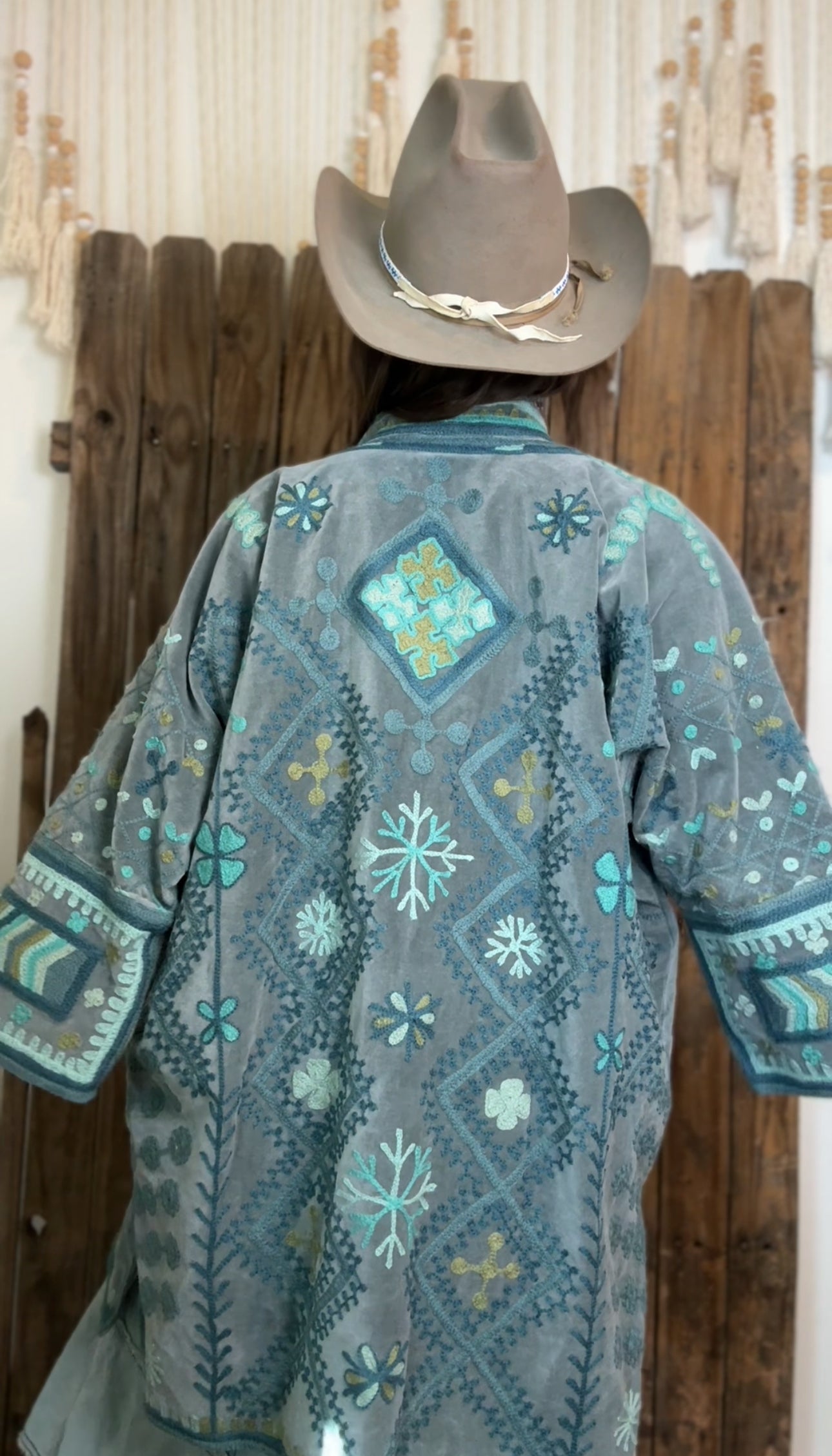 Velvet Embroidered Artisan Coat 001 (Blue)