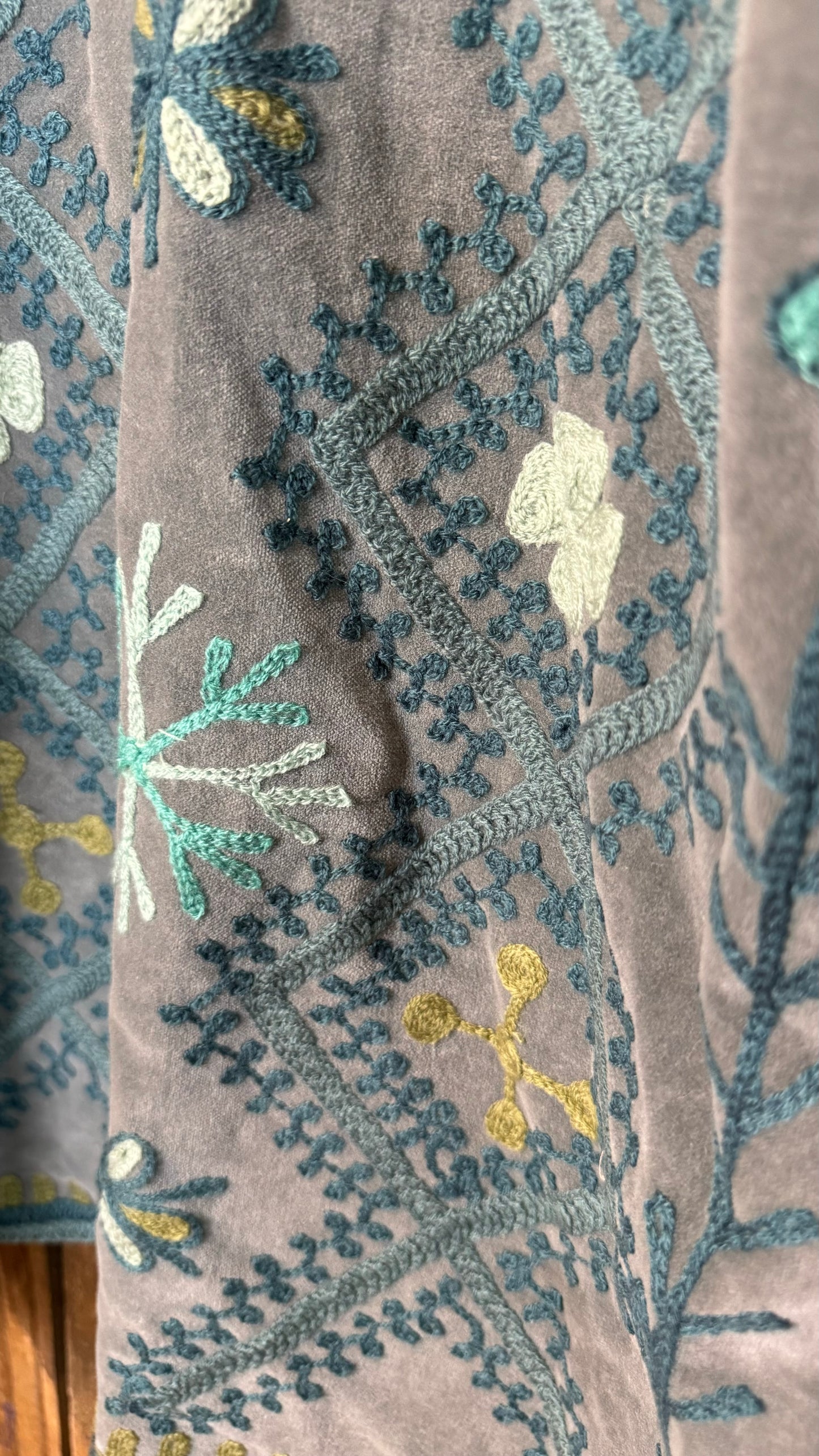 Velvet Embroidered Artisan Coat 001 (Blue)