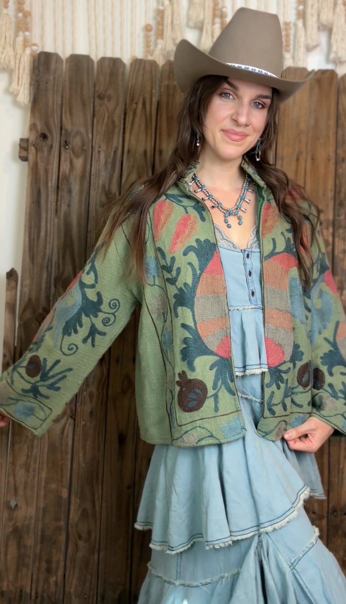 Embroidered Artisan Coat 001 (Olive)