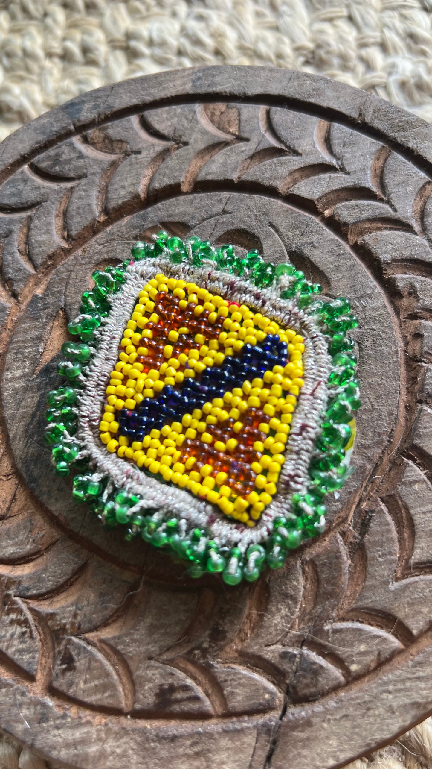 Vintage Beaded Afghani Brooch 049