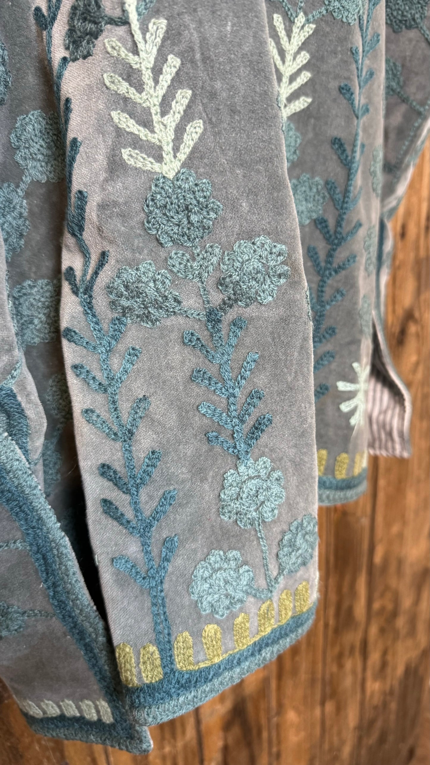 Velvet Embroidered Artisan Coat 001 (Blue)